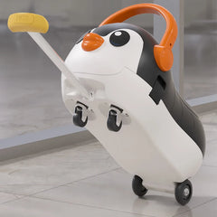 2024 New Kids Luggage 16 Inch All-in-one Trolley Boarding Case Penguin Cartoon  Flash Wheel Music Multi-function Suitcase