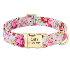 Personalized Printed Dog Collar Leash Set